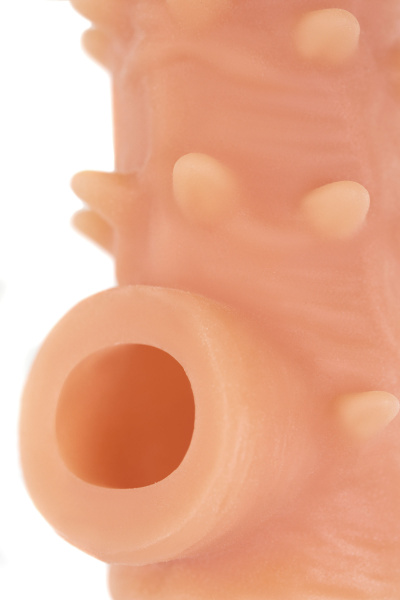 Насадка KOKOS реалистичная с дополнительной стимуляцией, TPE, телесная, 14 см